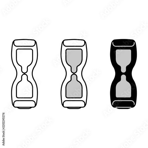 Hourglass timer icons in different shades of gray and black