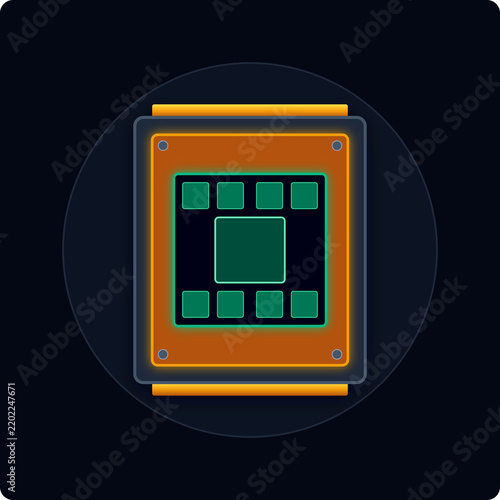 Electronic microchip processor central processing unit hardware icon