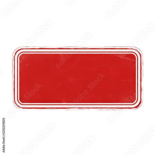 Red rectangular button shape with a double border isolated on transparent background