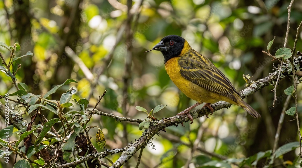 Fototapeta premium Black-chinned Weaver in Dry Woodland