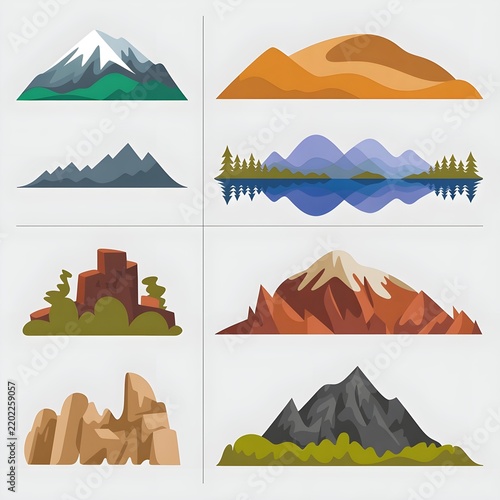 set of mountain landscape