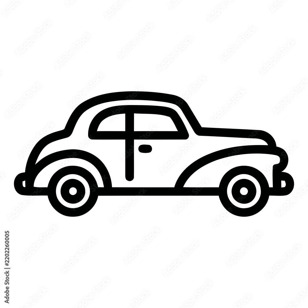 Obraz premium Minimalist Line Art Vintage Classic Retro Car Automobile Vehicle Icon