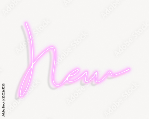 New word, pink neon collage element