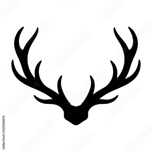 Black silhouette of deer antlers on white background