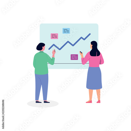 People analyzing data chart on a white background illustration analytics