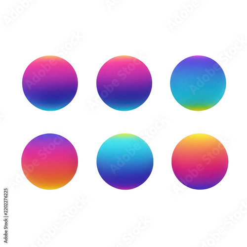 Set of colorful gradient circles and round shapes isolated on transparent background