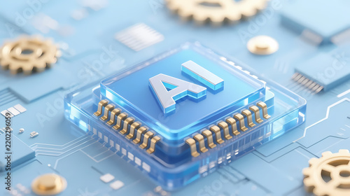Blue transparent chip with white ai text