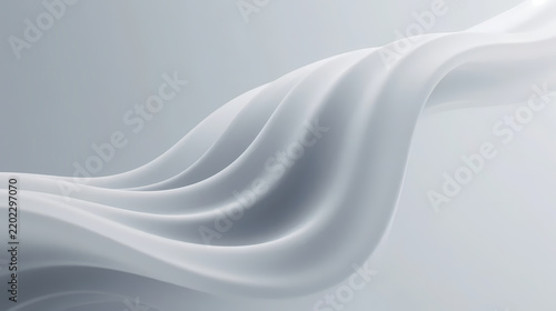 White silk ribbon on gray gradient background