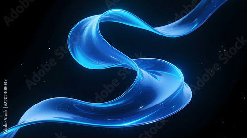 Blue light ribbon in starry black space