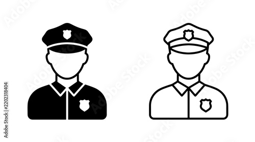 Obraz na plátně Minimalist police officer vector icons featuring solid and outline styles for se