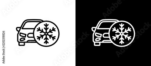 Air Conditioner Line Icon On White and Black Backgrounds.   