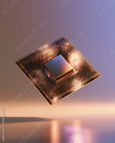 Elegant Computer Processor In Premium Champagne And Lilac Setting