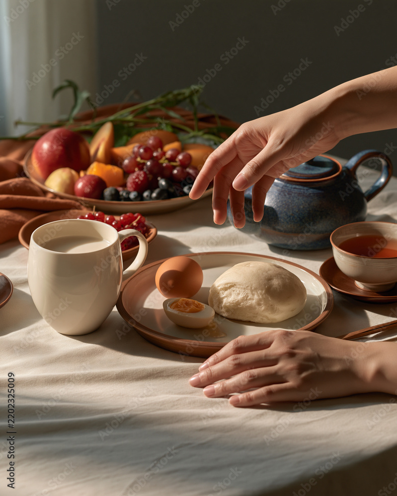 Fototapeta premium Simple breakfast table in Taipei home