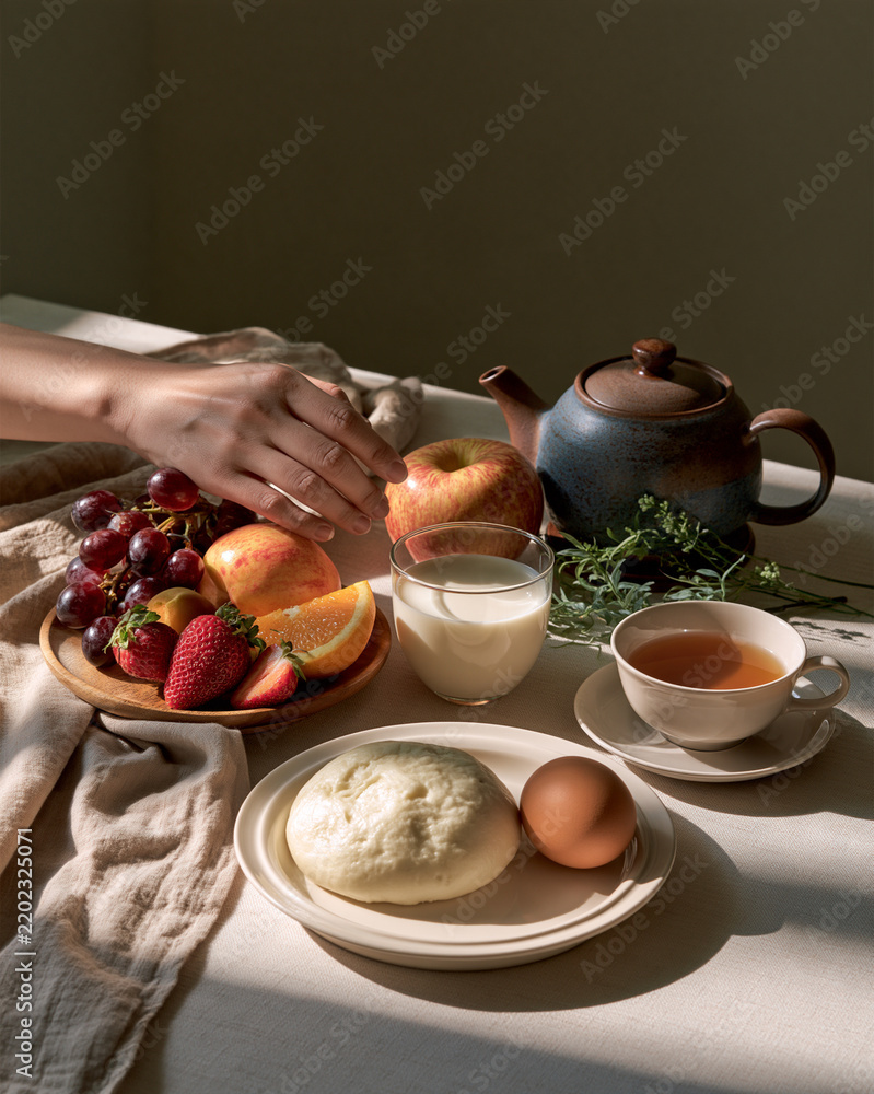 Fototapeta premium Simple breakfast table in Taipei home