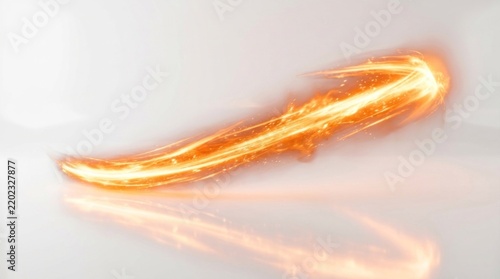 A fiery orange and yellow light trail with a white background, creating a dynamic and energetic atmosphere.