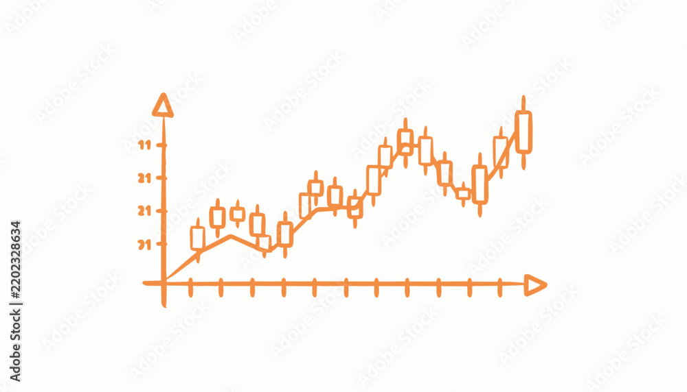 Obraz premium Stock Market Candlestick Chart Vector Illustration in Orange