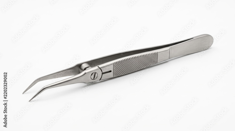 Fototapeta premium Metal curved tweezers for medical or beauty use