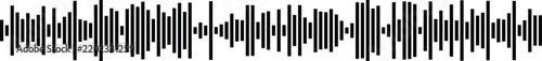 Black audio waveform graphic of digital sound signal with waveform