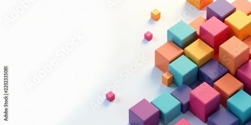 Abstract Colorful Cube Arrangement on White Background A Modern Design Concept for Presentations and Visuals