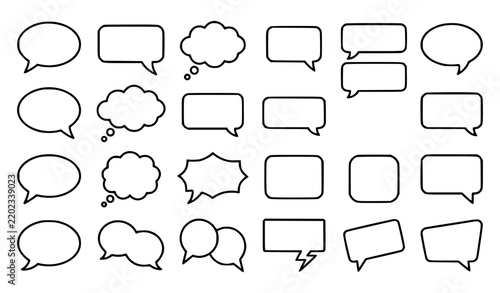 Empty Chat Dialogue Message Speech Bubble Thin Line Vector Collection