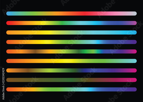 Horizontal rainbow gradient stripes on black background vector illustration spectrum