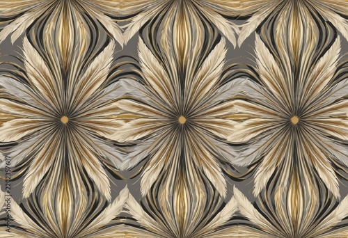 Abstract Golden and Brown Floral Pattern Seamless Texture Background
