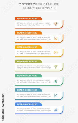 7 Steps Weekly Timeline Business Process Infographic Template