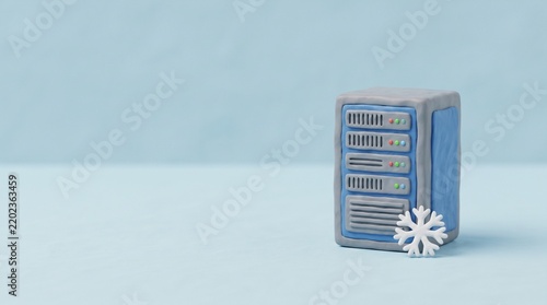 3D Clay Server with Snowflake Representing Data Center Cooling