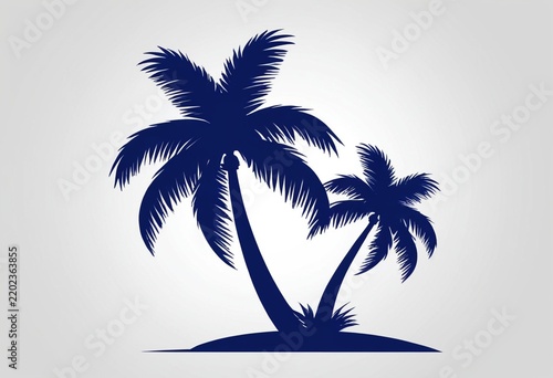 Tropical Palm Trees Silhouette Icon - Summer Vacation, Beach Paradise Design Element