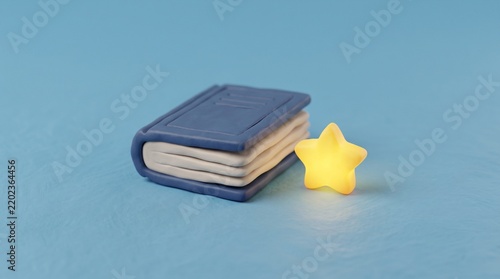 3D Clay Book and Glowing Star Symbolizing Lifelong Learning
