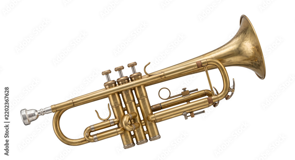 Obraz premium Brass Trumpet Musical Instrument Isolated on Transparent Background