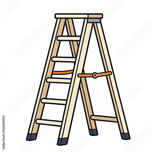 фотографія Wooden stepladder with orange accents