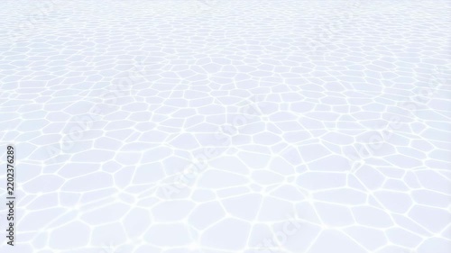 Gently flowing water surface with soft light reflection patterns in pale blue and white hues. Futuristic backdrop inspired by calmness and fluidity.