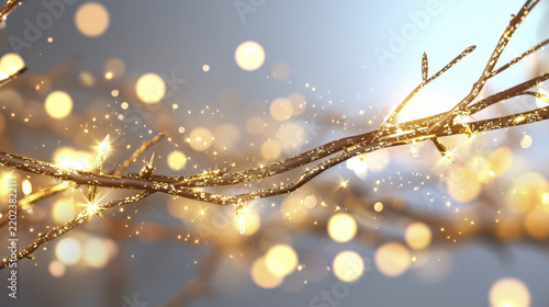 Bright and glowing garland with sparkling lights and rich bokeh creates magical atmosphere for celebrations