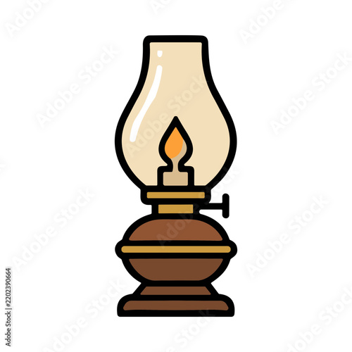 Retro Oil Lamp With Flame In Vintage Style And Warm Glow