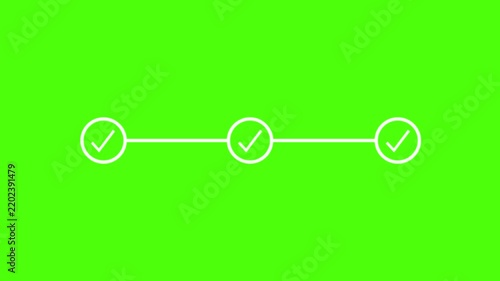 neon 3 step infographic process with check mark icon. infographic step by step process icon animation on black background, step process success with check marks. Step-by-Step Guide