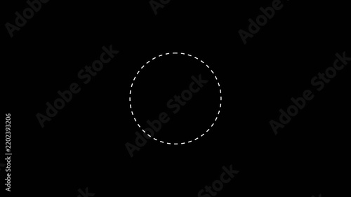 Dotted line circle frame animation on white background. Animation of a dotted line circle path from left to right point. circle frame dotted line animation isolated on white screen.4k video