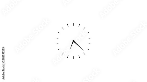 Clock spinning, watch animation on white background with alpha channel. Clock icon flat style. 12 hours clock dial , twenty-four hours time lapse animation. Analog clock spinning animation.