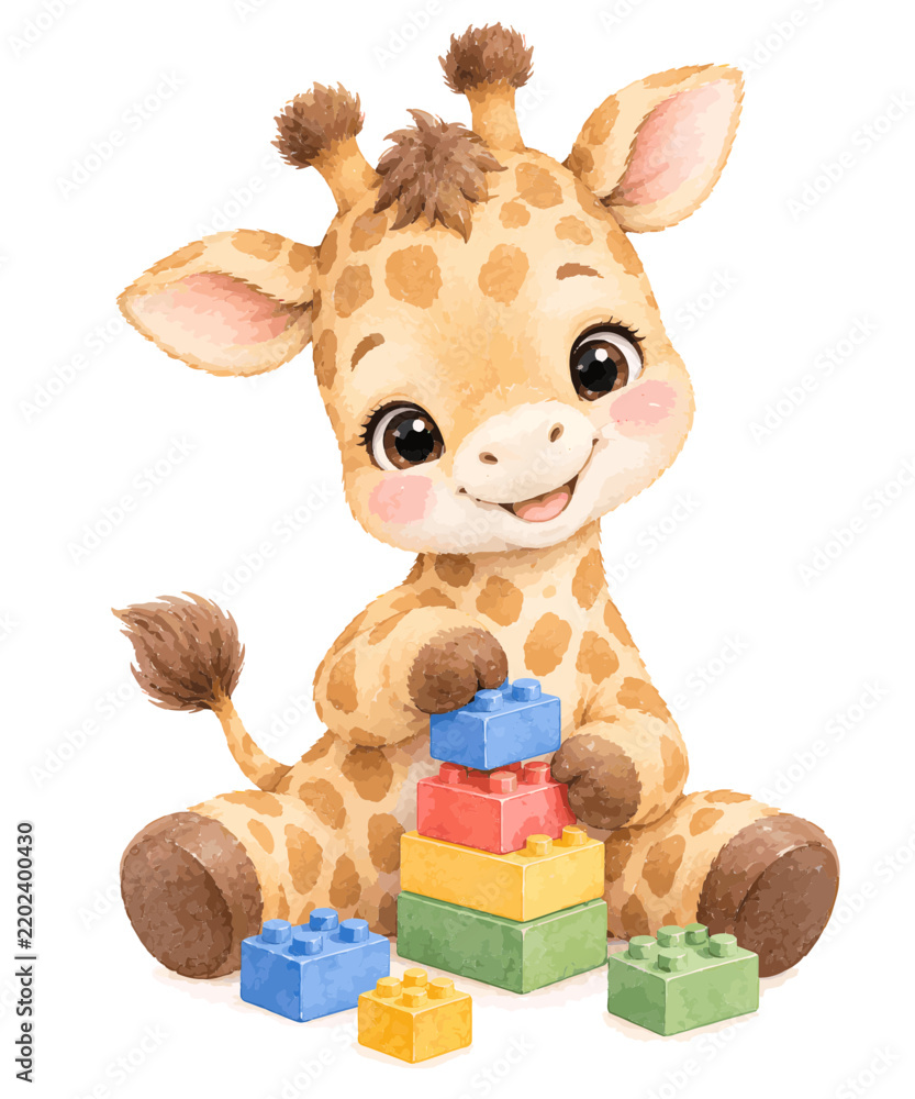 Obraz premium Baby Giraffe with Legos