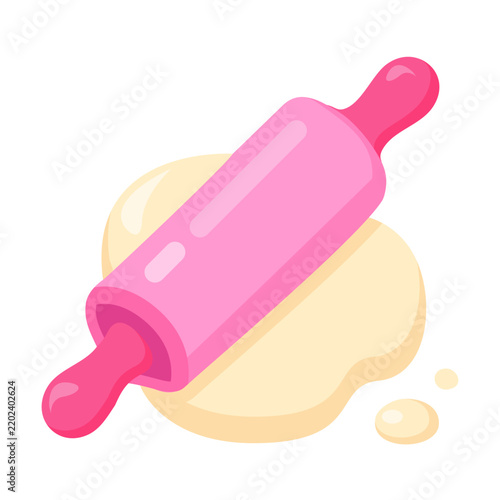 фотографія Pink Rolling Pin Flattening Dough