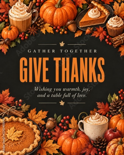 Thanksgiving Gathering With Pumpkins, Dessert, and Warm Drinks