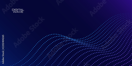 Abstract blue and purple dotted digital wave flowing and modern typography for digital design and presentations.
