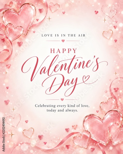 Valentines Day Card With Hearts and Festive Details for Celebration