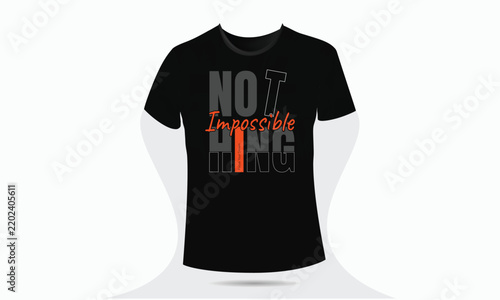 Typography T-shirt design, motivational quotes, black lettering tshirt realistic mockup with short sleeves