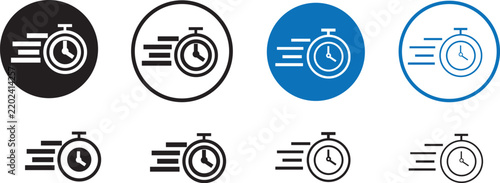 Fast time stop watch and speed icon vector set