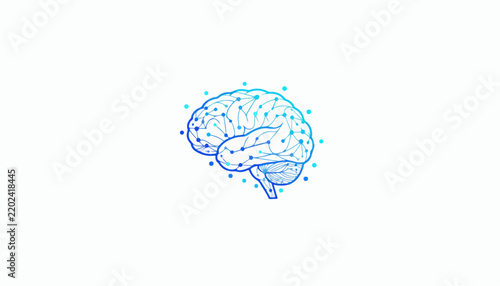 Human brain neural network connections illustration blue tone