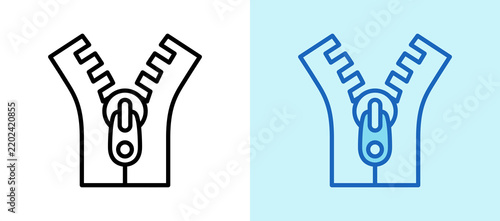 Zipper Installation whiteblue icon illustration