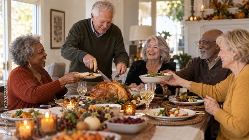 Senior Friends Celebrating Friendsgiving Together