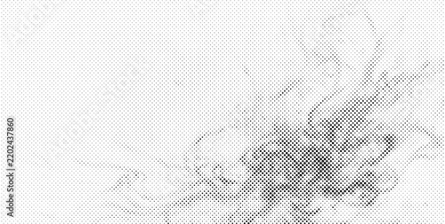 Abstract black and white halftone dot pattern texture with gradient transition