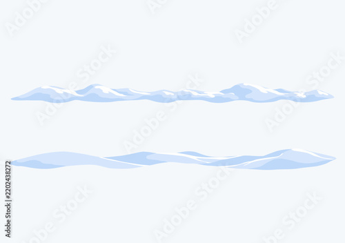 Decorative horizontal snow border with layered snowdrifts in soft blue and white tones